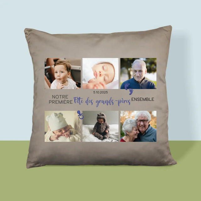 Le Collage Photo: La Première Fête Des Grand-Pères - Coussin 