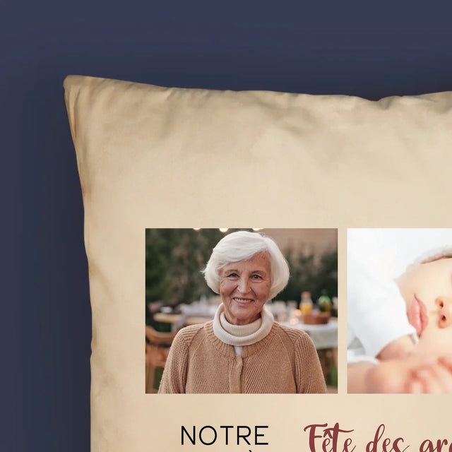 Le Collage Photo: La Première Fête Des Grand-Mères - Coussin 