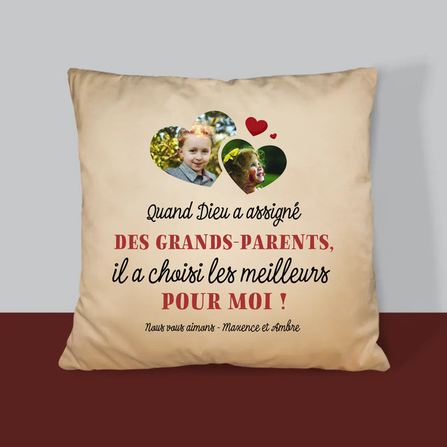 Le Collage Photo: Quand Dieu A Assigné Les Grands-Parents - Coussin 