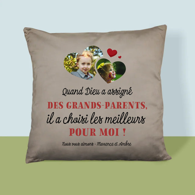 Le Collage Photo: Quand Dieu A Assigné Les Grands-Parents - Coussin 