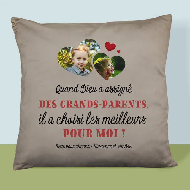 Le Collage Photo: Quand Dieu A Assigné Les Grands-Parents - Coussin 