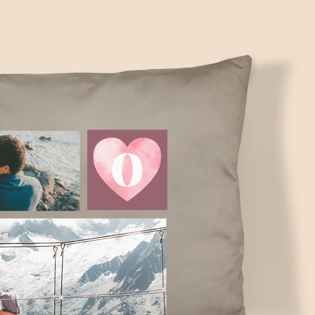 Le Collage Photo: Cœurs Amour - Coussin 