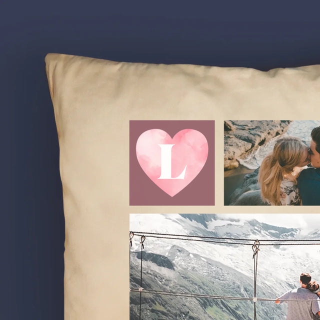 Le Collage Photo: Cœurs Amour - Coussin 