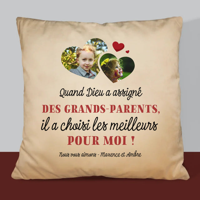 Le Collage Photo: Quand Dieu A Assigné Les Grands-Parents - Coussin 