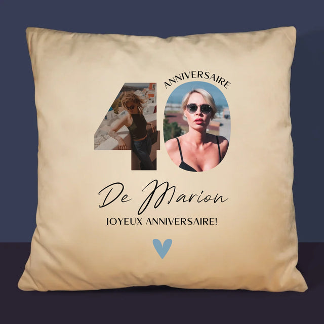 Collage Photo De Lettre: 40 Ans, Des Beaux Moments - Coussin 
