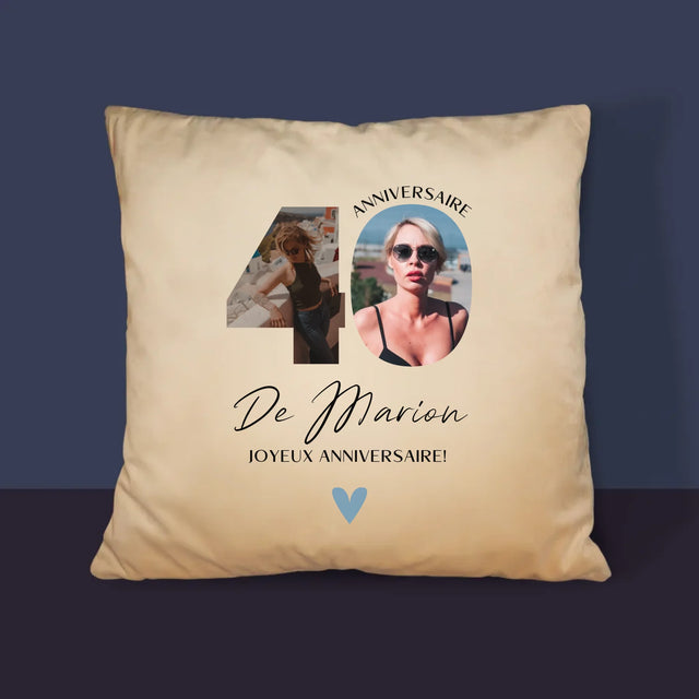 Collage Photo De Lettre: 40 Ans, Des Beaux Moments - Coussin 