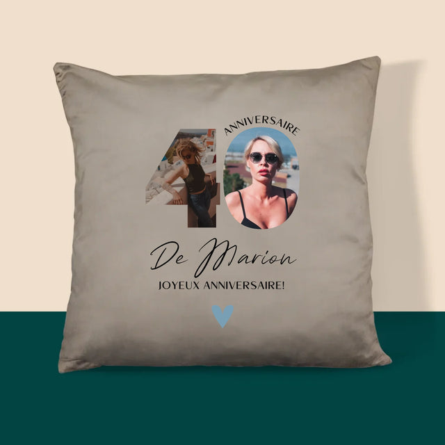 Collage Photo De Lettre: 40 Ans, Des Beaux Moments - Coussin 