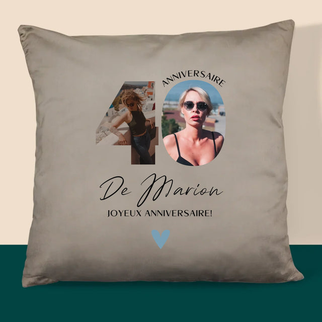 Collage Photo De Lettre: 40 Ans, Des Beaux Moments - Coussin 