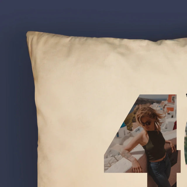 Collage Photo De Lettre: 40 Ans, Des Beaux Moments - Coussin 