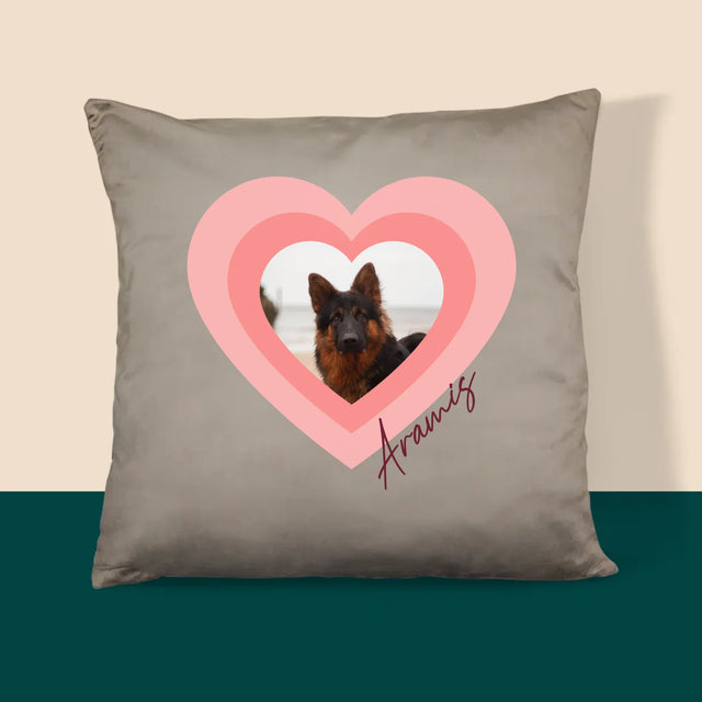La Photo Et Un Texte: Photo De L'Animal Dans Le Cœur  - Coussin 