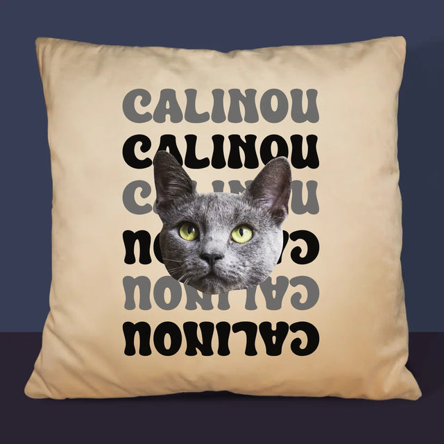 Ton Personnage: Photo De L'Animal Avec Son Nom - Coussin 