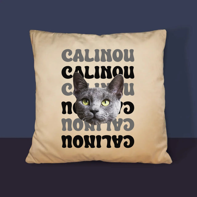Ton Personnage: Photo De L'Animal Avec Son Nom - Coussin 