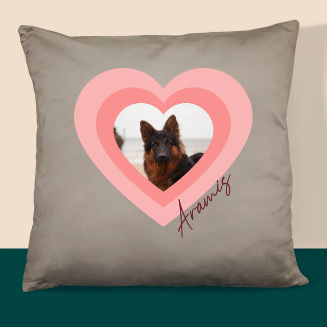La Photo Et Un Texte: Photo De L'Animal Dans Le Cœur  - Coussin 