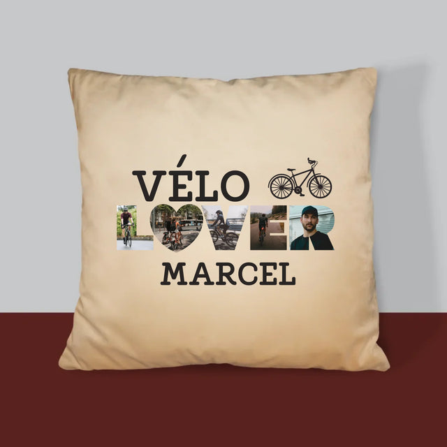 Collage Photo De Lettre: Vélo Lover - Coussin 