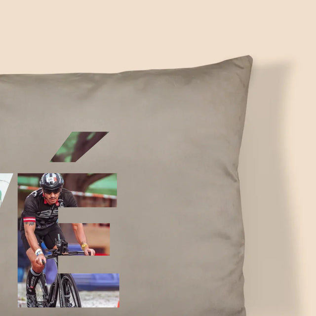 Collage Photo De Lettre: Vélo - Coussin 