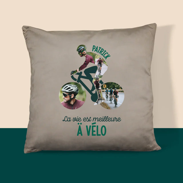 Forme Des Photos: La Vie Est Meilleure À Vélo - Coussin 