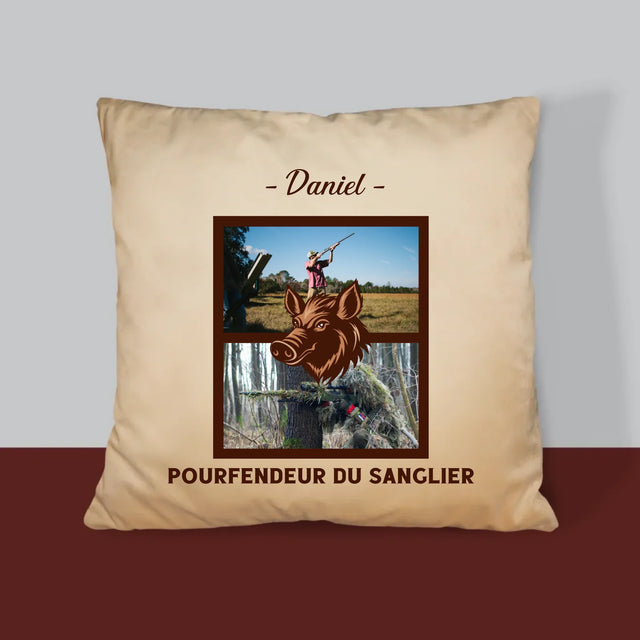 Le Collage Photo: Pourfendeur Du Sanglier - Coussin 
