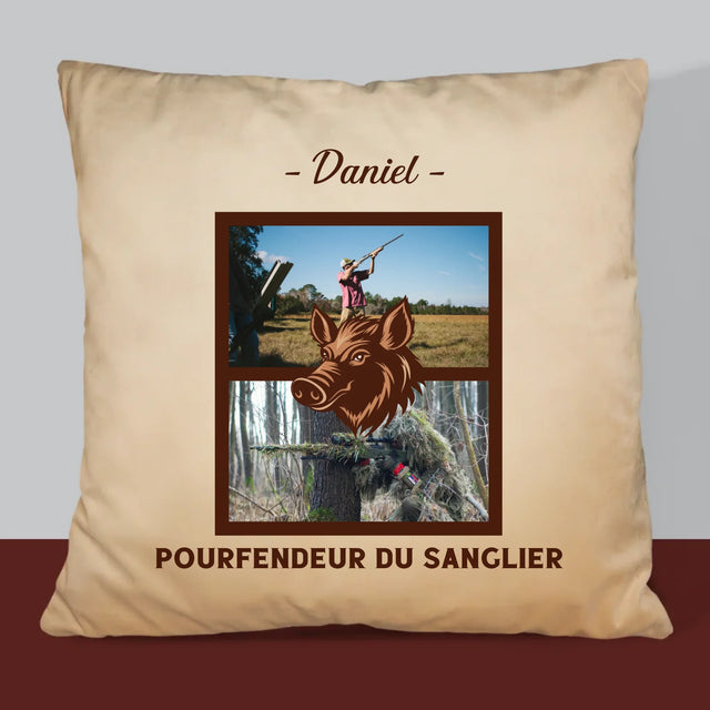 Le Collage Photo: Pourfendeur Du Sanglier - Coussin 