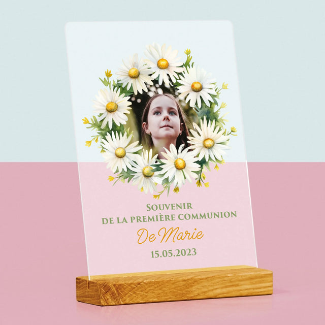 La Photo Et Un Texte: Souvenir De Communion, Marguerites - Impression Sur Verre Acrylique 