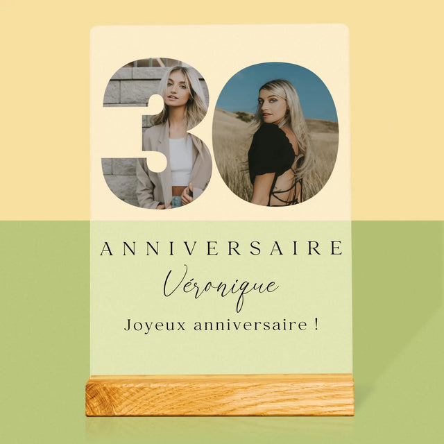 Collage Photo De Lettre: 30E Anniversaire Et Texte En Bas - Impression Sur Verre Acrylique 