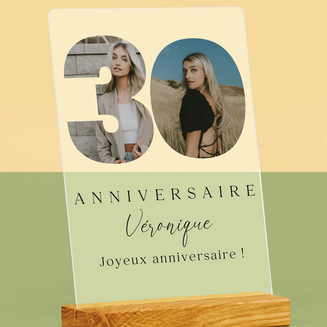Collage Photo De Lettre: 30E Anniversaire Et Texte En Bas - Impression Sur Verre Acrylique 