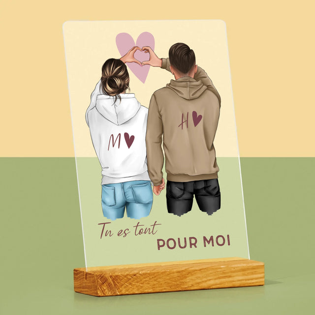 La Création Du Personnage: Couple  Cœur - Impression Sur Verre Acrylique 