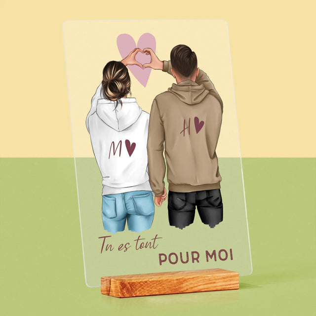 La Création Du Personnage: Couple  Cœur - Impression Sur Verre Acrylique 