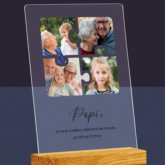 Le Collage Photo: Casse-Tête, Un Cœur Pour Grand-Papa - Impression Sur Verre Acrylique 
