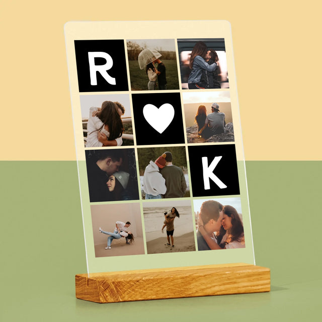 Le Collage Photo: Les Monogrammes D'Amour Avec Photos - Impression Sur Verre Acrylique 
