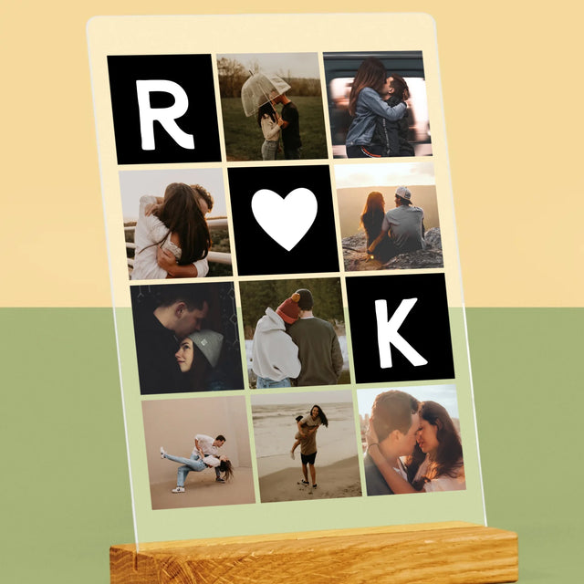 Le Collage Photo: Les Monogrammes D'Amour Avec Photos - Impression Sur Verre Acrylique 