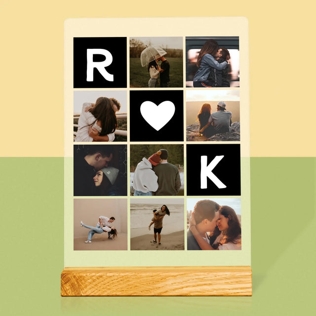 Le Collage Photo: Les Monogrammes D'Amour Avec Photos - Impression Sur Verre Acrylique 