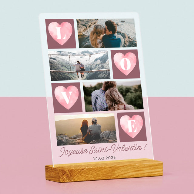 Le Collage Photo: Cœurs Amour - Impression Sur Verre Acrylique 