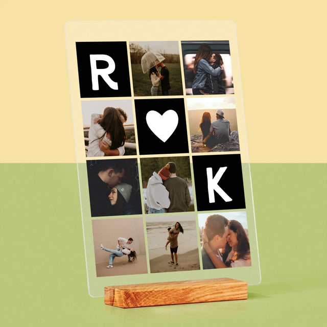 Le Collage Photo: Les Monogrammes D'Amour Avec Photos - Impression Sur Verre Acrylique 