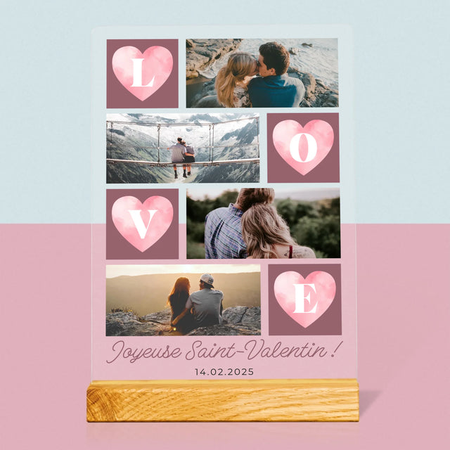 Le Collage Photo: Cœurs Amour - Impression Sur Verre Acrylique 