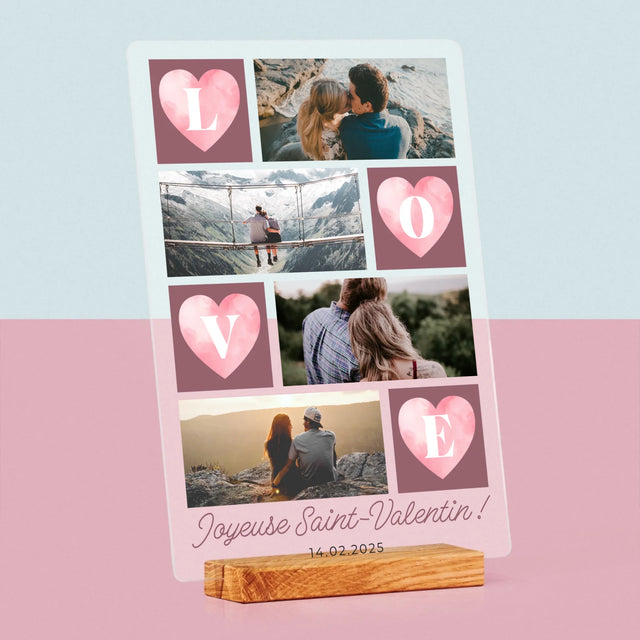 Le Collage Photo: Cœurs Amour - Impression Sur Verre Acrylique 