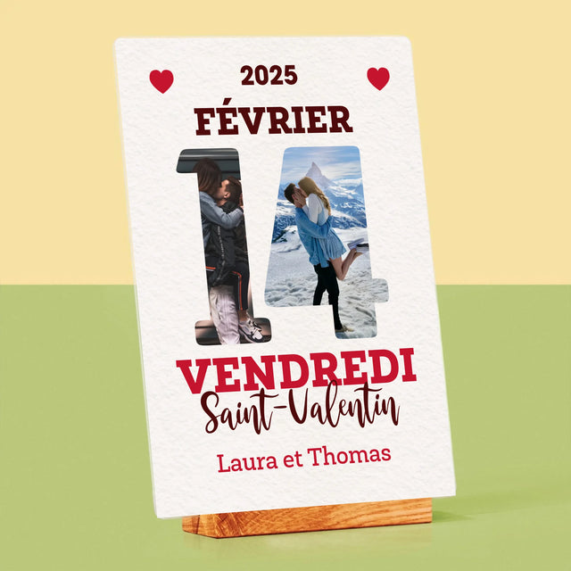 Collage Photo De Lettre: Carte Calendrier Saint-Valentin - Impression Sur Verre Acrylique 