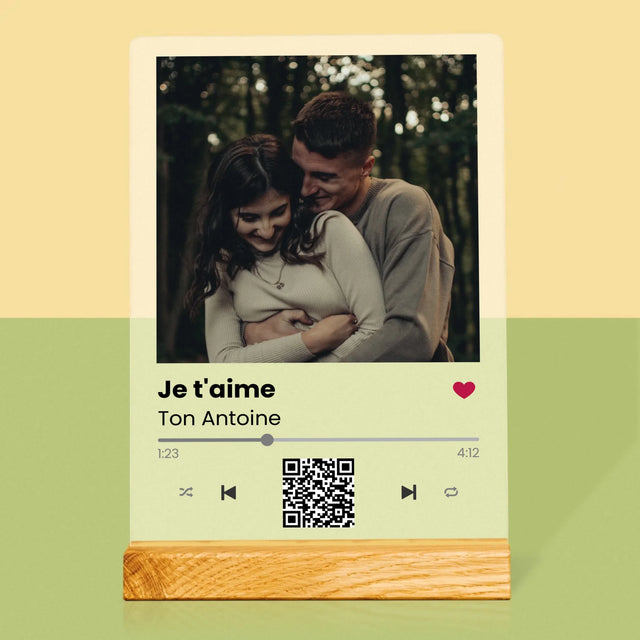 La Photo Et Un Texte: Spotify Avec Code Qr - Impression Sur Verre Acrylique 