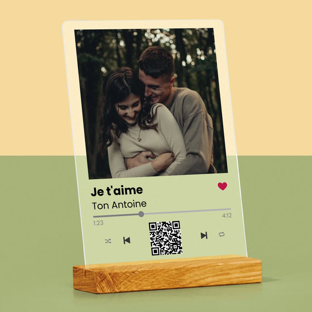 La Photo Et Un Texte: Spotify Avec Code Qr - Impression Sur Verre Acrylique 