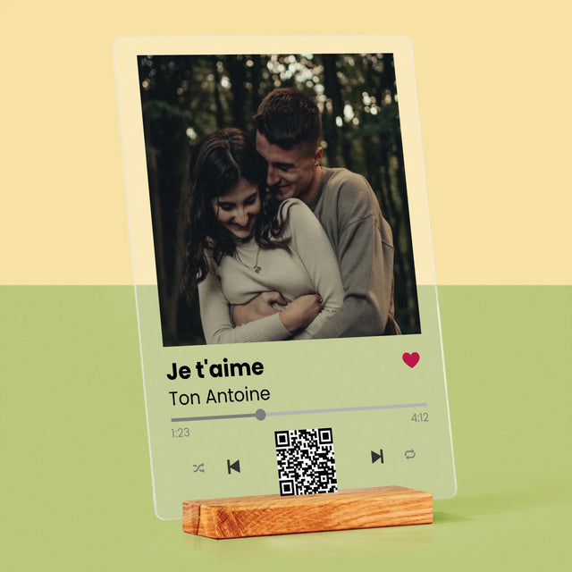 La Photo Et Un Texte: Spotify Avec Code Qr - Impression Sur Verre Acrylique 