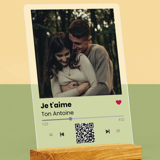 La Photo Et Un Texte: Spotify Avec Code Qr - Impression Sur Verre Acrylique 