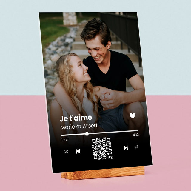 La Photo Et Un Texte: Votre Chanson Code Qr  - Impression Sur Verre Acrylique 