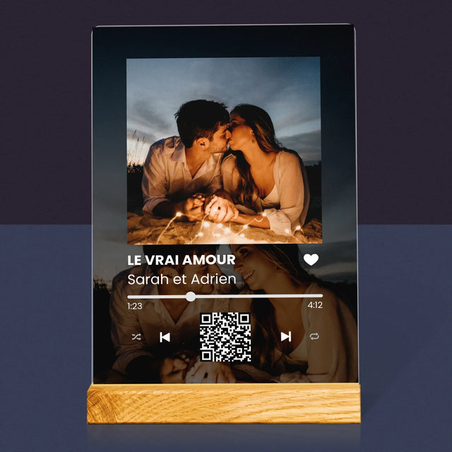 La Photo Et Un Texte: Spotify Avec Vos Photos Et Votre Code Qr - Impression Sur Verre Acrylique 