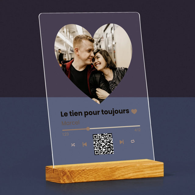 La Photo Et Un Texte: Notre Chanson Cœur Code Qr - Impression Sur Verre Acrylique 
