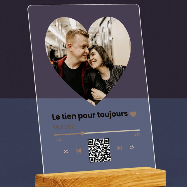 La Photo Et Un Texte: Notre Chanson Cœur Code Qr - Impression Sur Verre Acrylique 