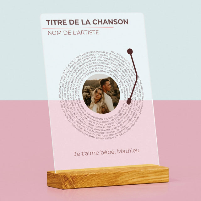 La Photo Et Un Texte: Notre Chanson Disque Vinyle - Impression Sur Verre Acrylique 