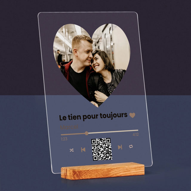 La Photo Et Un Texte: Notre Chanson Cœur Code Qr - Impression Sur Verre Acrylique 