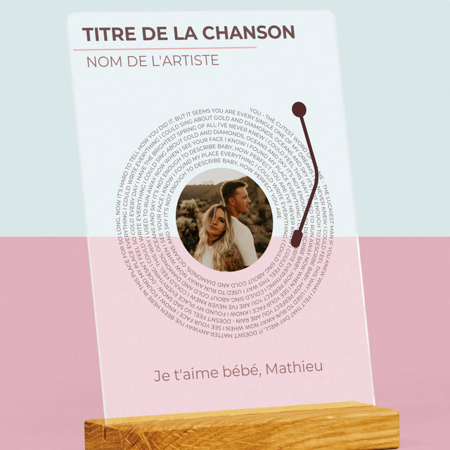 La Photo Et Un Texte: Notre Chanson Disque Vinyle - Impression Sur Verre Acrylique 