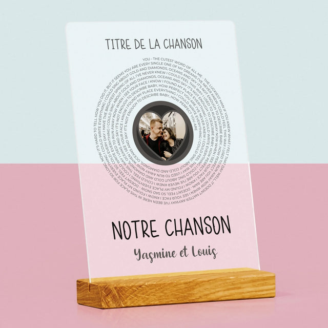 La Photo Et Un Texte: Notre Chanson Avec Les Paroles - Impression Sur Verre Acrylique 