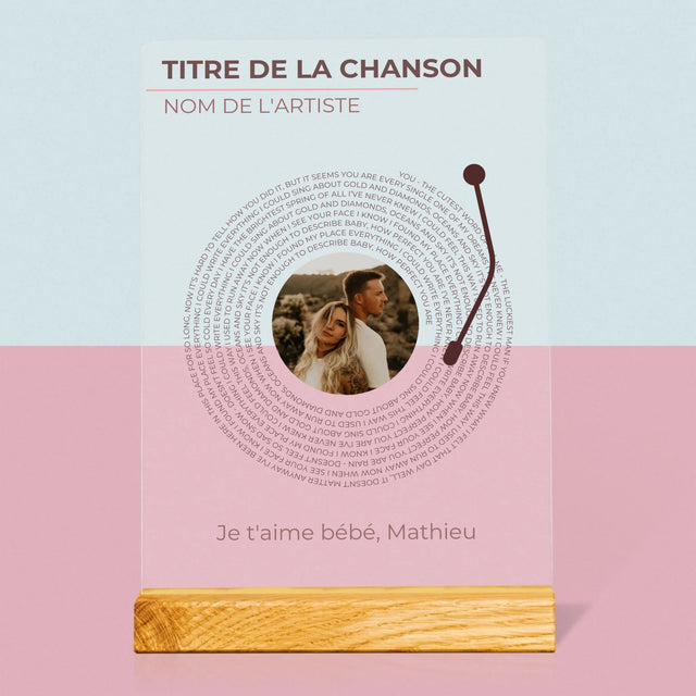 La Photo Et Un Texte: Notre Chanson Disque Vinyle - Impression Sur Verre Acrylique 