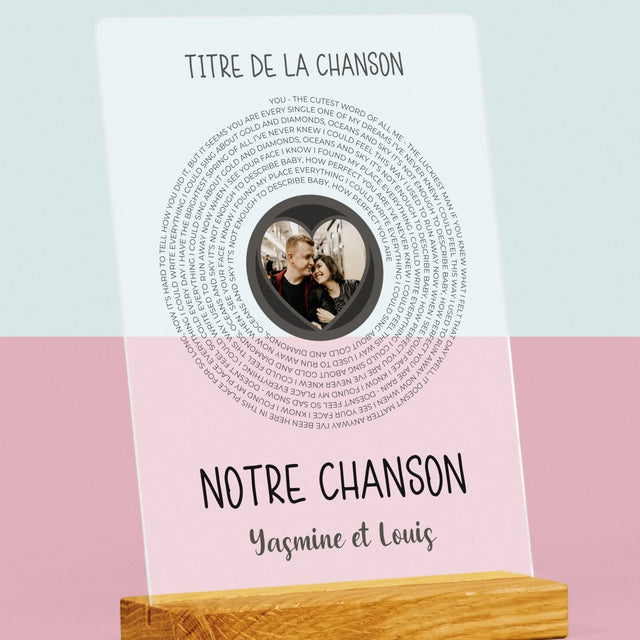 La Photo Et Un Texte: Notre Chanson Avec Les Paroles - Impression Sur Verre Acrylique 